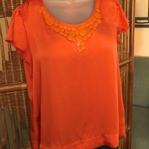 Silky orange top, size: large